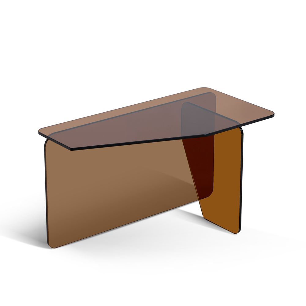 Table basse 70 cm en verre trempé marron