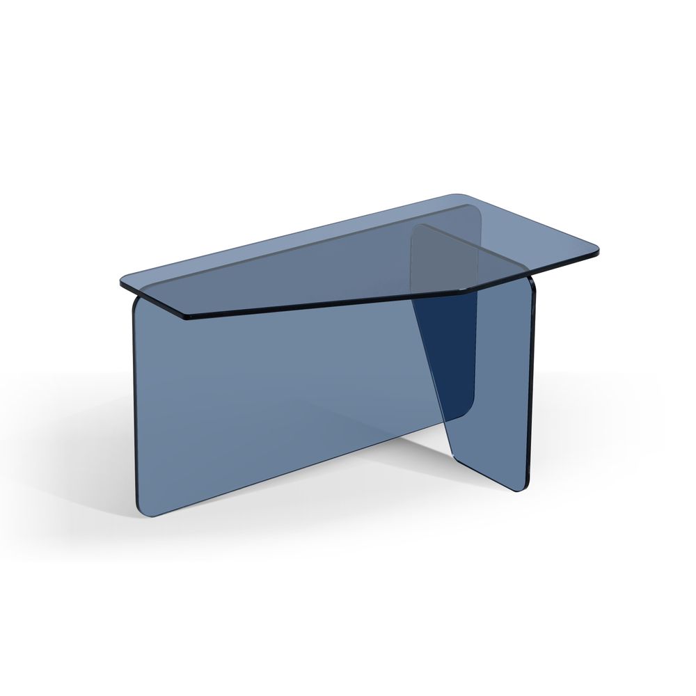 Table basse 70 cm en verre trempé bleu gris