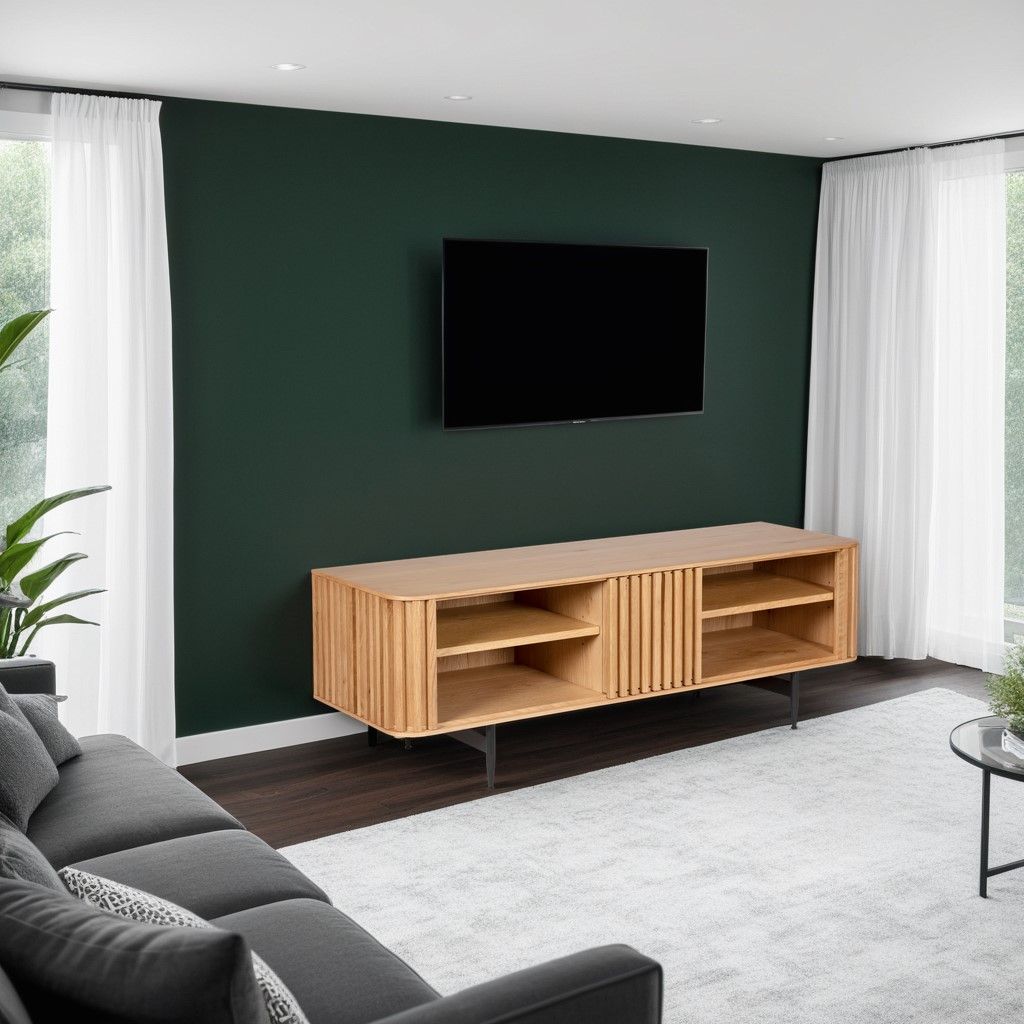 Meuble télé 4 niches chêne naturel LINEA