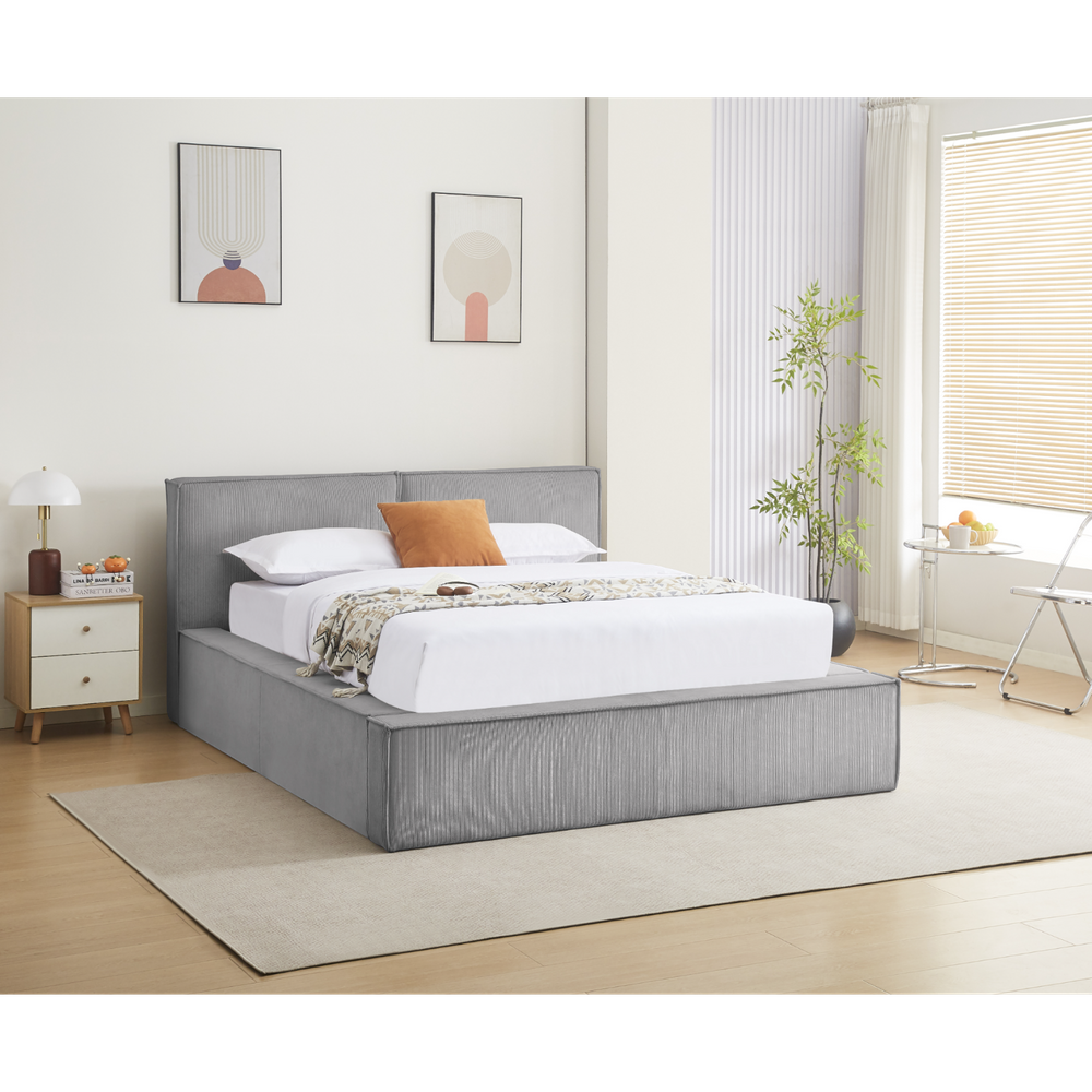 Lit coffre 140 x 190 cm gris