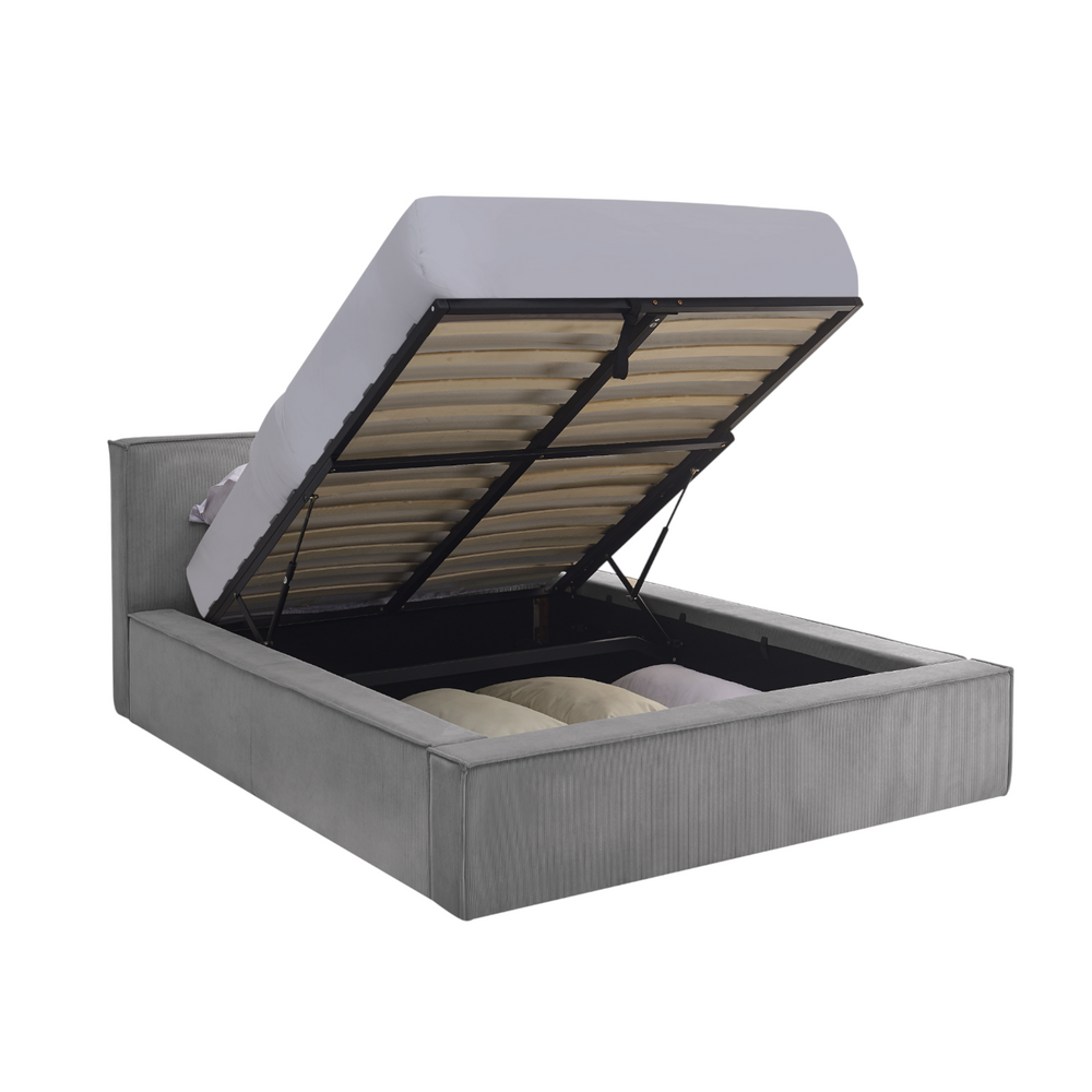 Lit coffre 160 x 200 cm gris