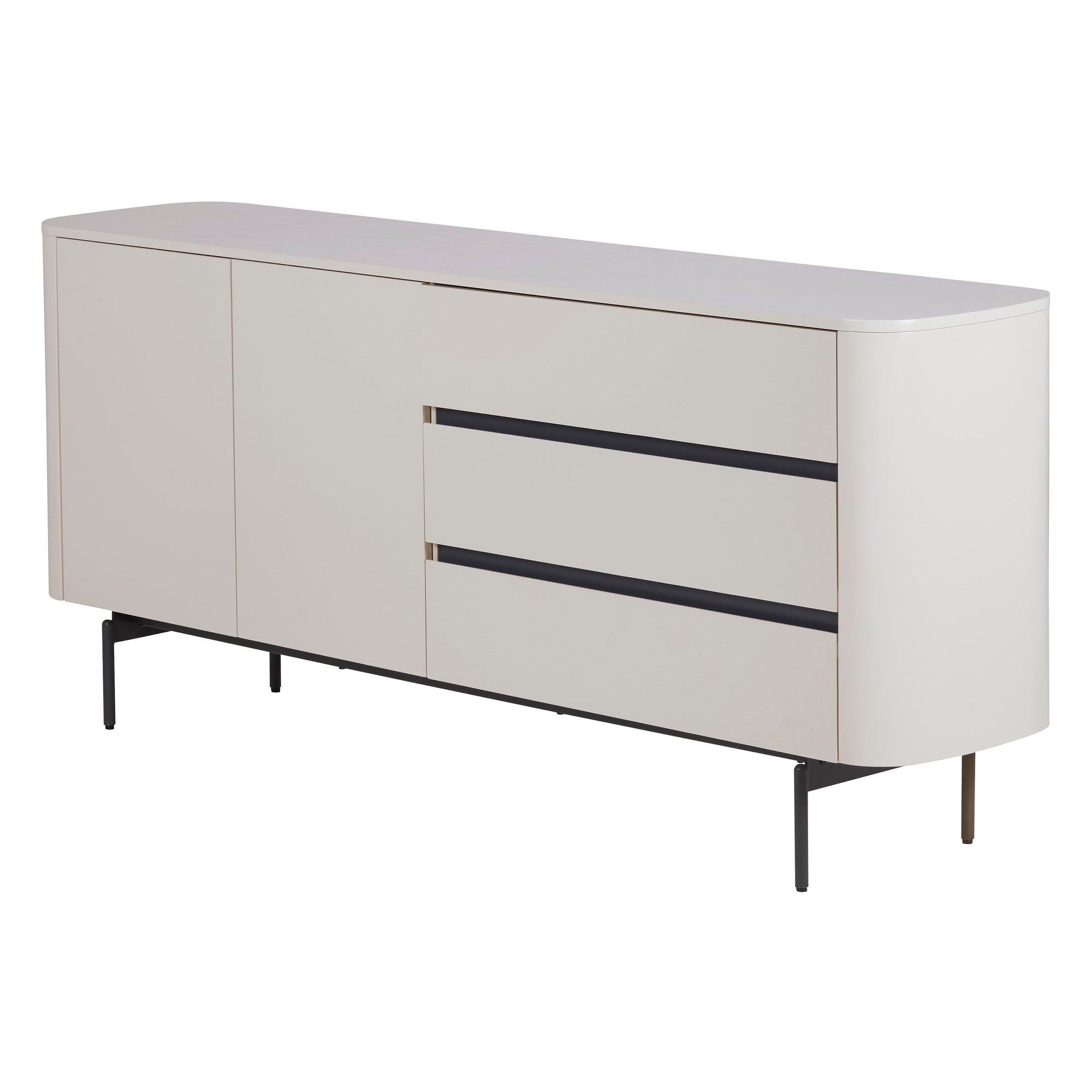 Meuble bas 2 portes 3 tiroirs laqué gris