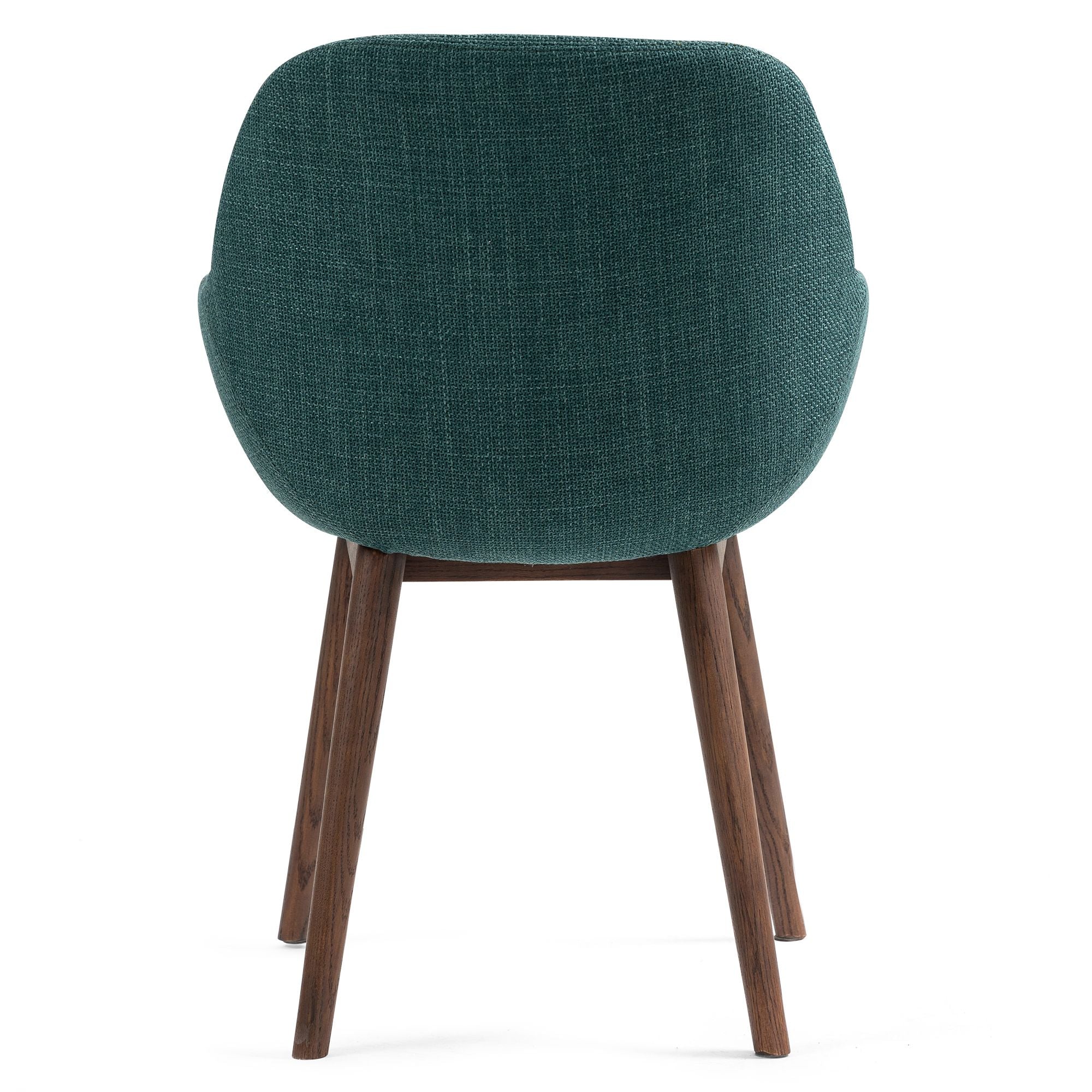 Chaise repas accoudoirs tissu vert emeraude pied chêne foncé MALVA