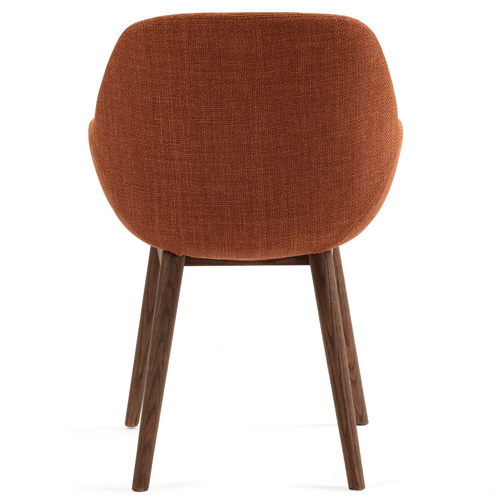 Chaise repas accoudoirs tissu caramel pied chêne foncé MALVA