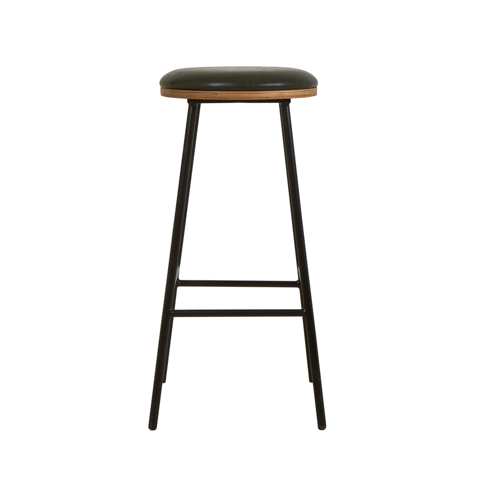 Tabouret de bar imitation cuir noir MARCEL
