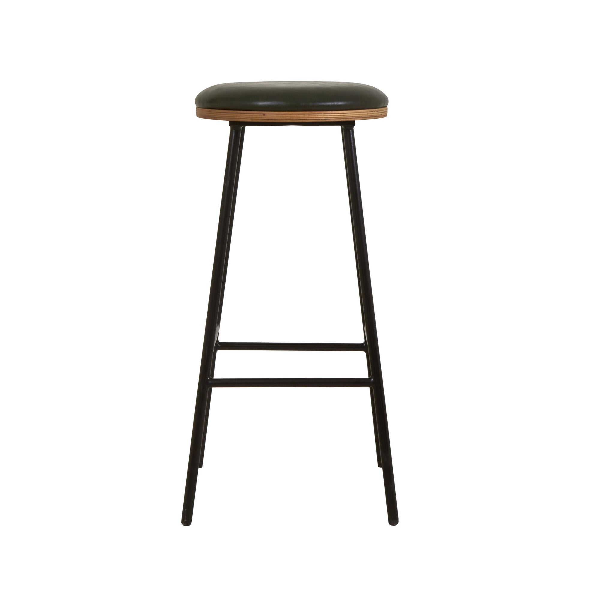 Tabouret de bar imitation cuir noir MARCEL
