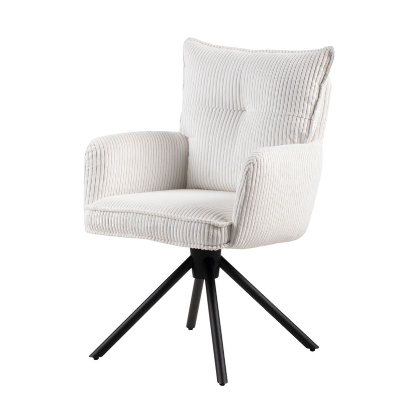 Chaise repas velours côtelé blanc