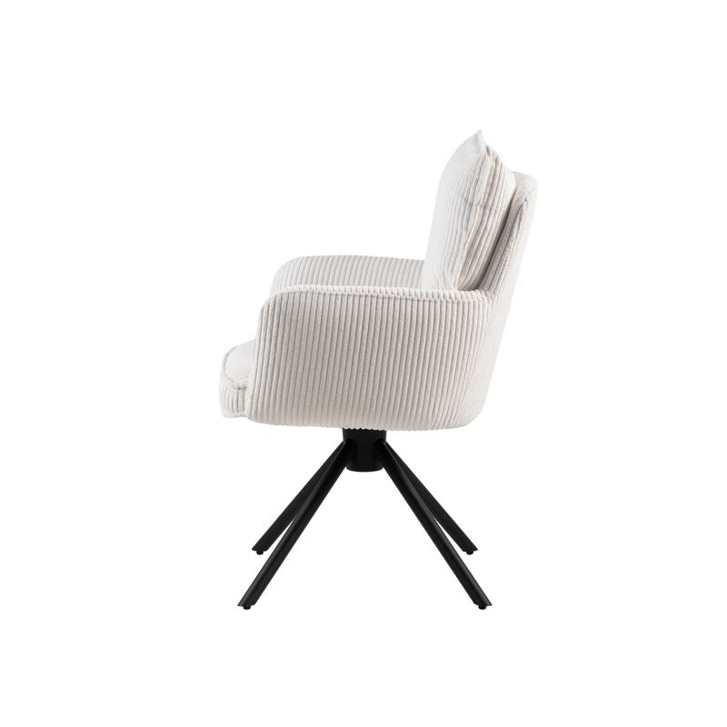 Chaise repas velours côtelé blanc