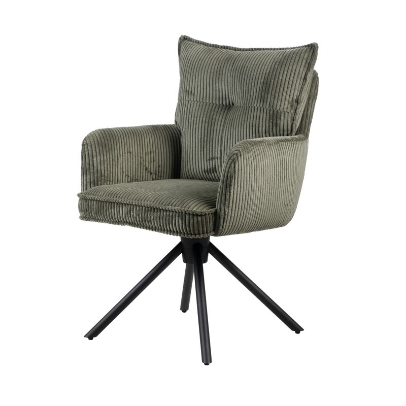 Chaise repas velours côtelé vert