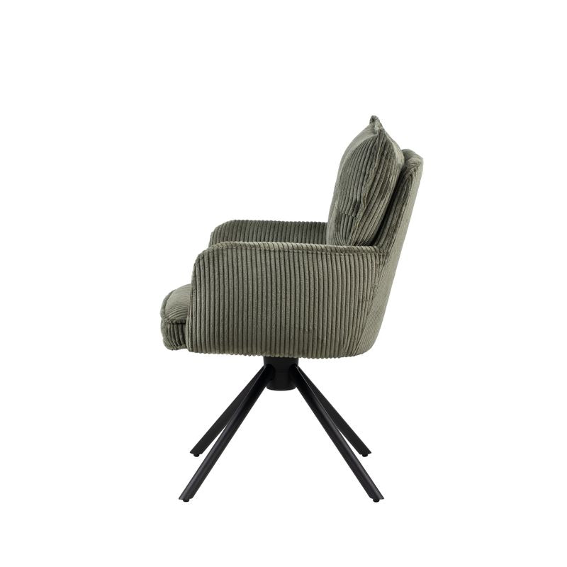 Chaise repas velours côtelé vert