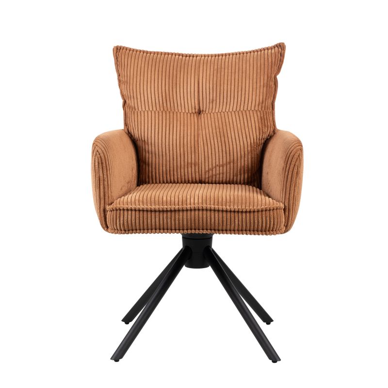 Chaise repas velours côtelé caramel
