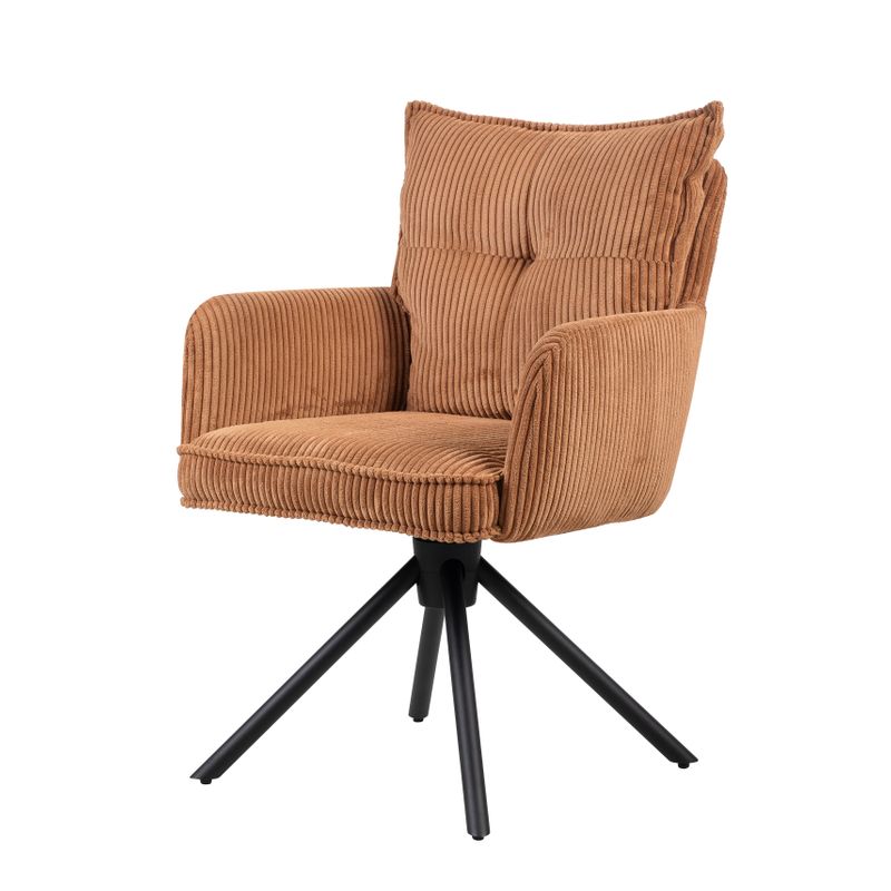 Chaise repas velours côtelé caramel