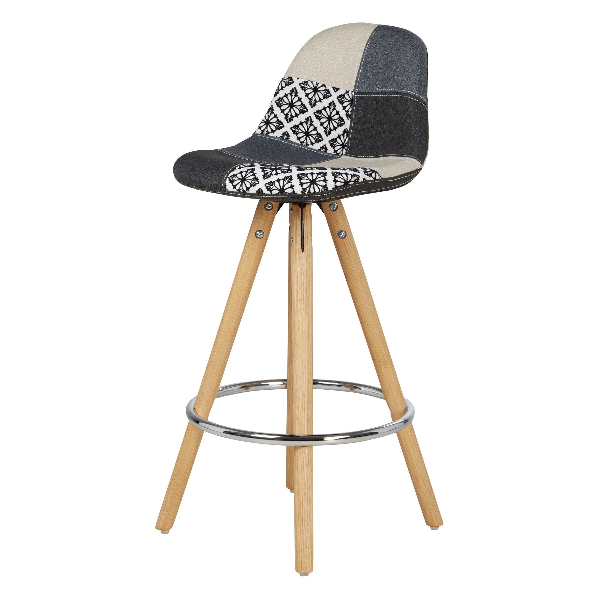 Chaise snack patchwork pied chêne MOSA