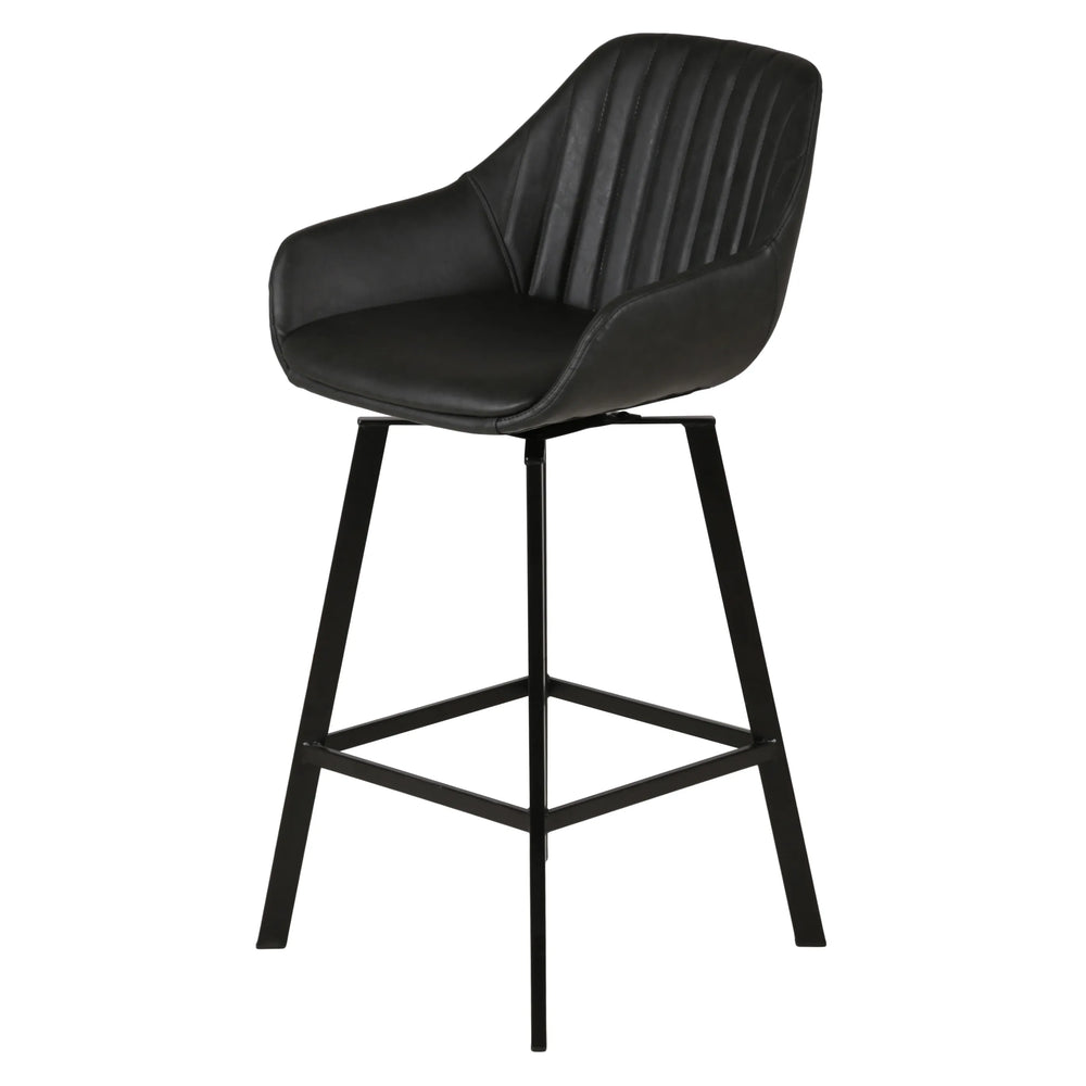 Chaise plan de travail pivotante noir vieilli pieds métal Moss