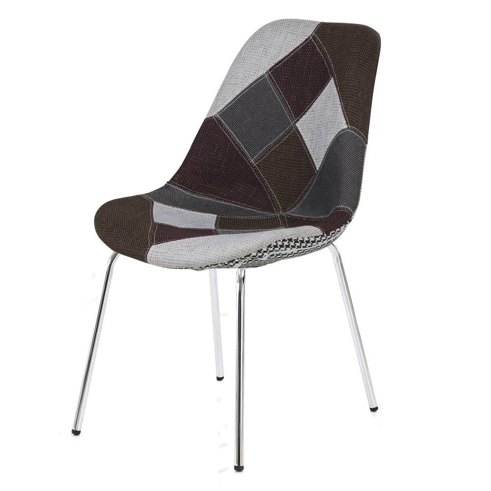 Chaise repas patchwork pied chromé MULTI