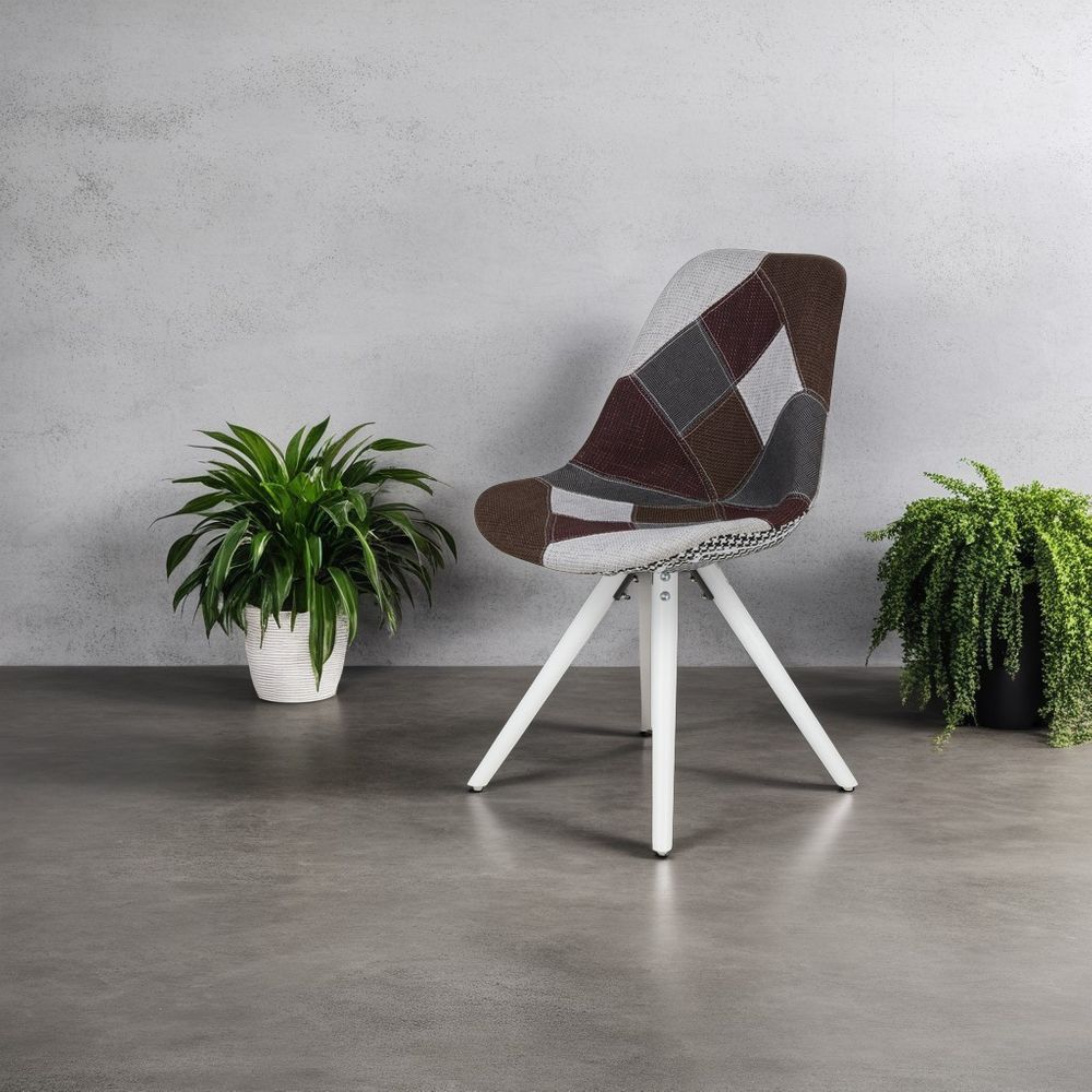 Chaise repas patchwork pied blanc MULTI