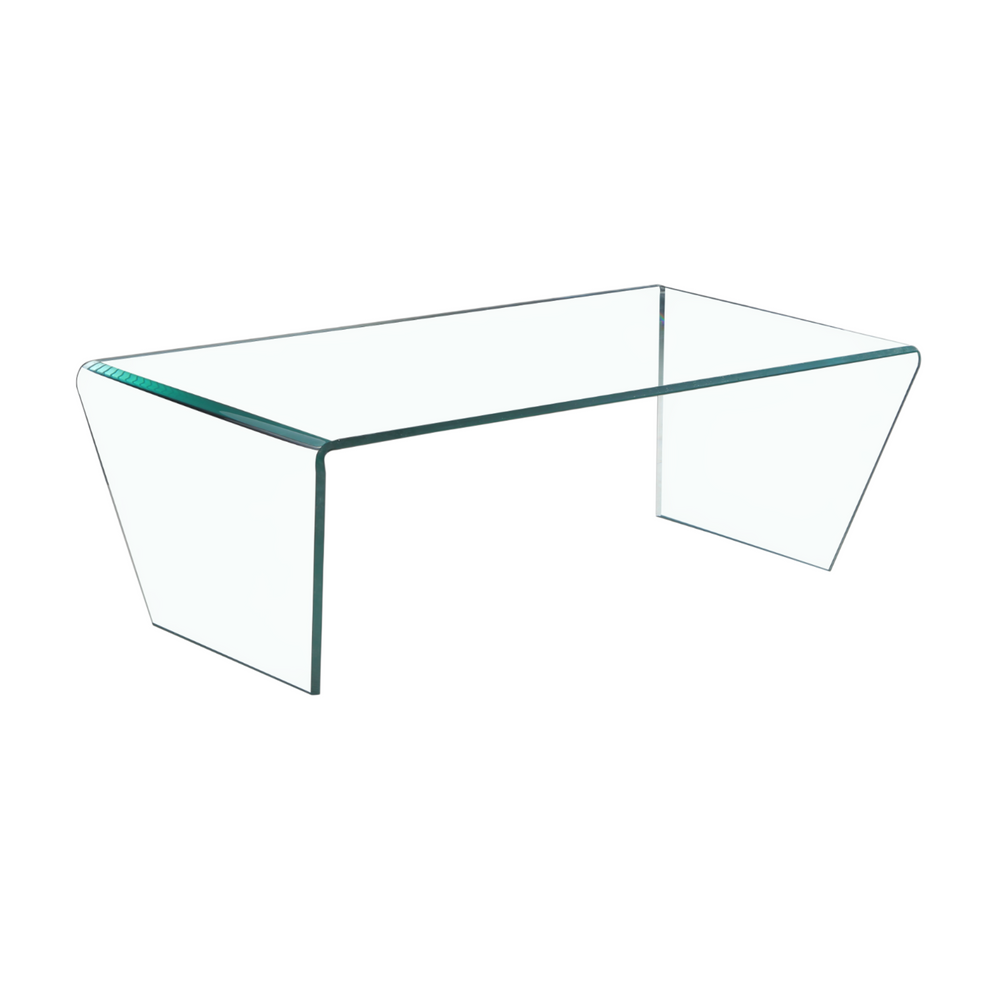 Table basse 120 cm en verre trempé transparent