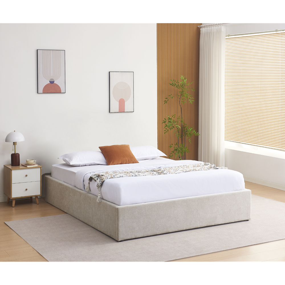 Lit coffre 140 x 190 cm beige