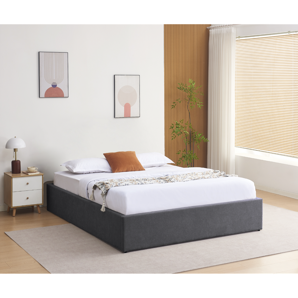 Lit coffre 140 x 190 cm gris