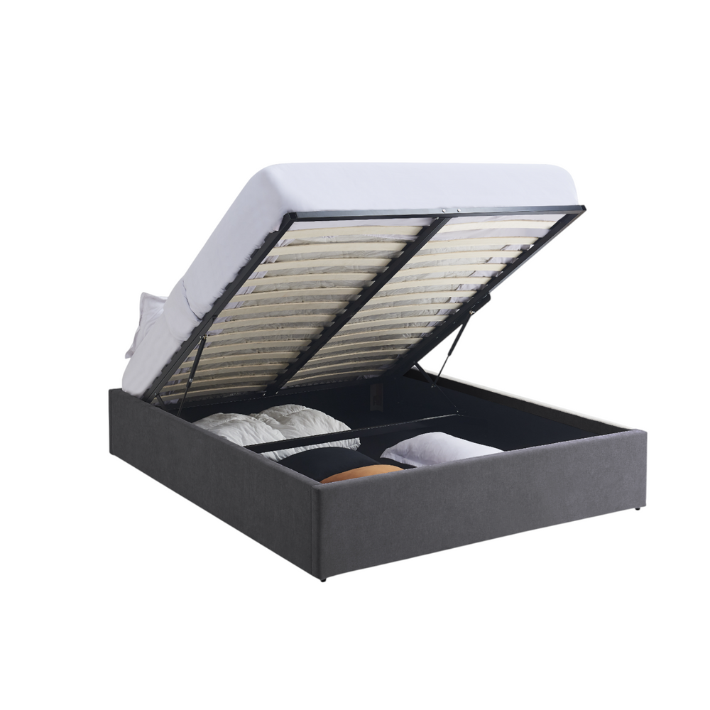 Lit coffre 140 x 190 cm gris
