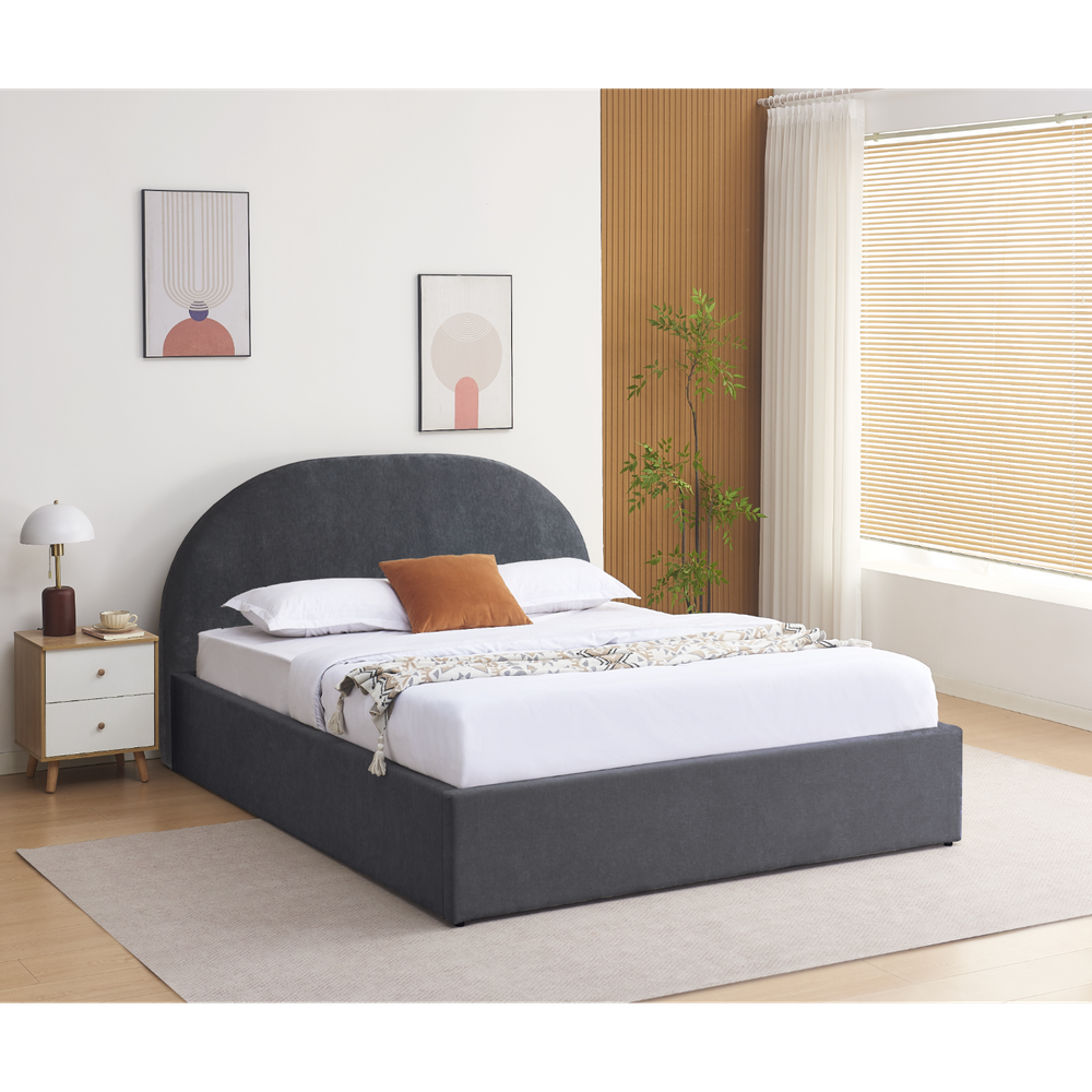 Lit coffre 160 x 200 cm gris