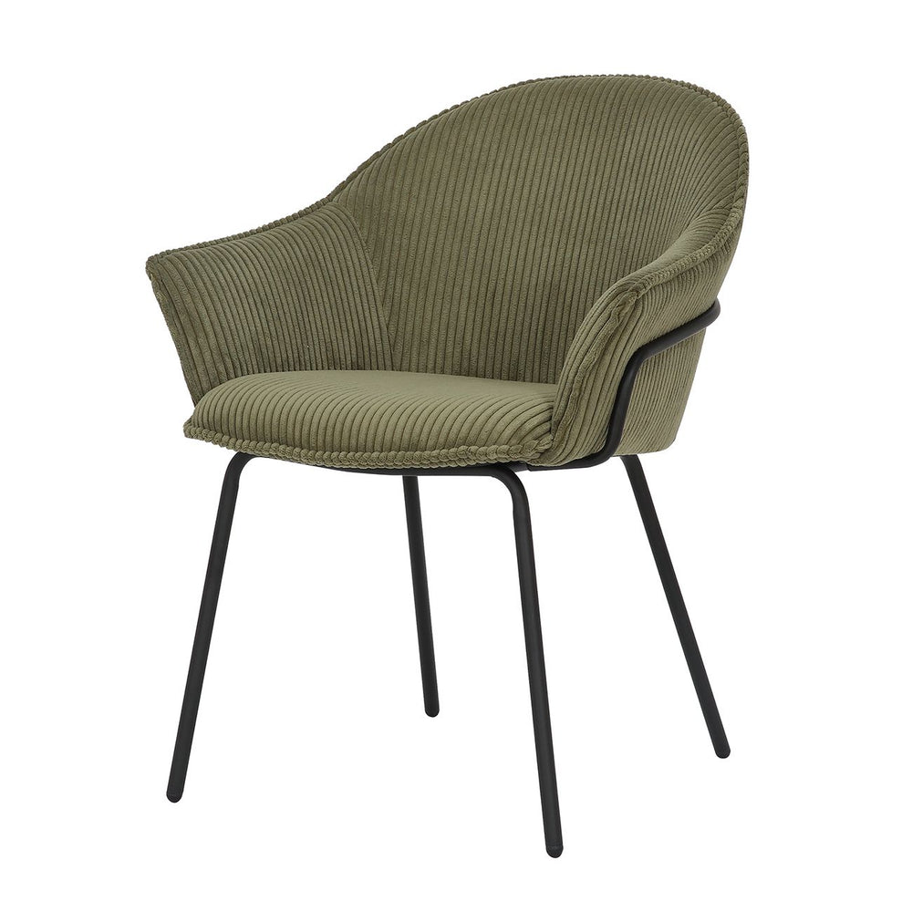 Chaise accoudoirs velours côtelé à grosses côtes kaki
