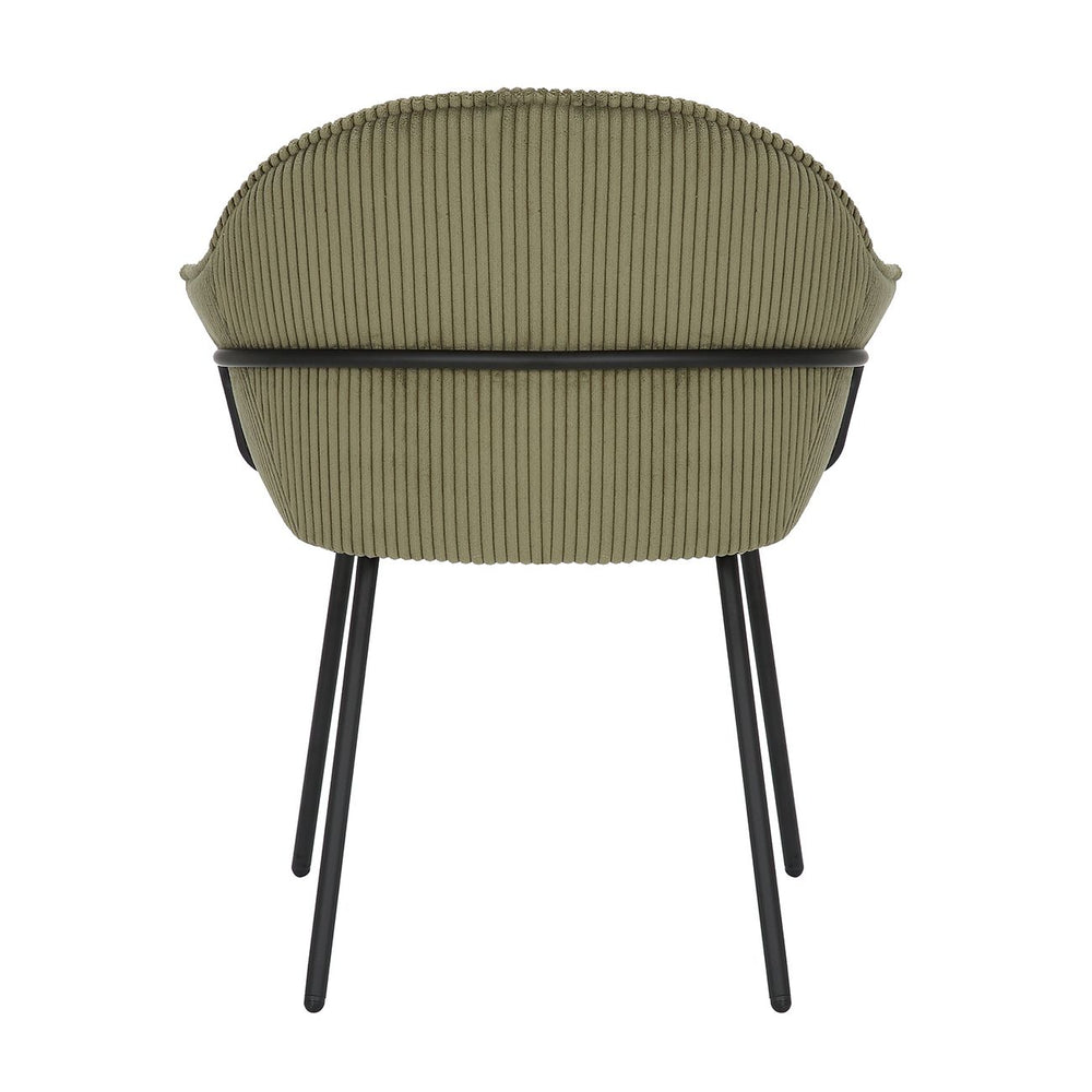 Chaise accoudoirs velours côtelé à grosses côtes kaki