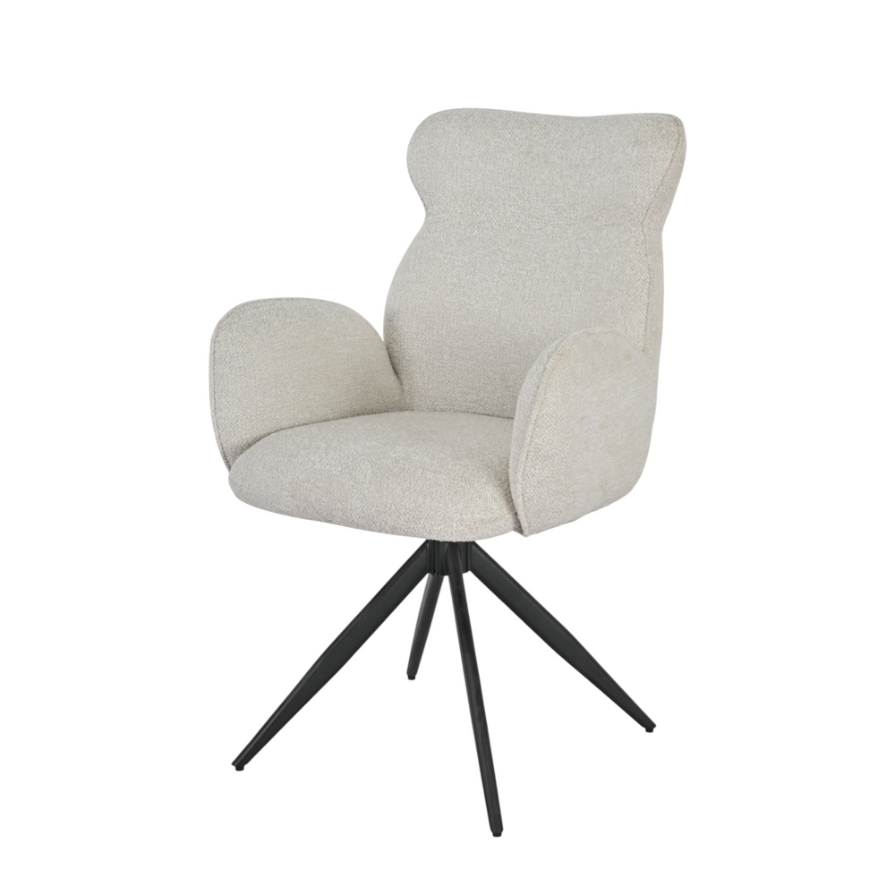 Chaise repas pivotante auto-return chenillé beige