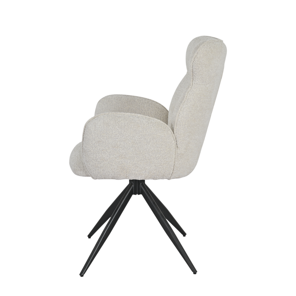 Chaise repas pivotante auto-return chenillé beige