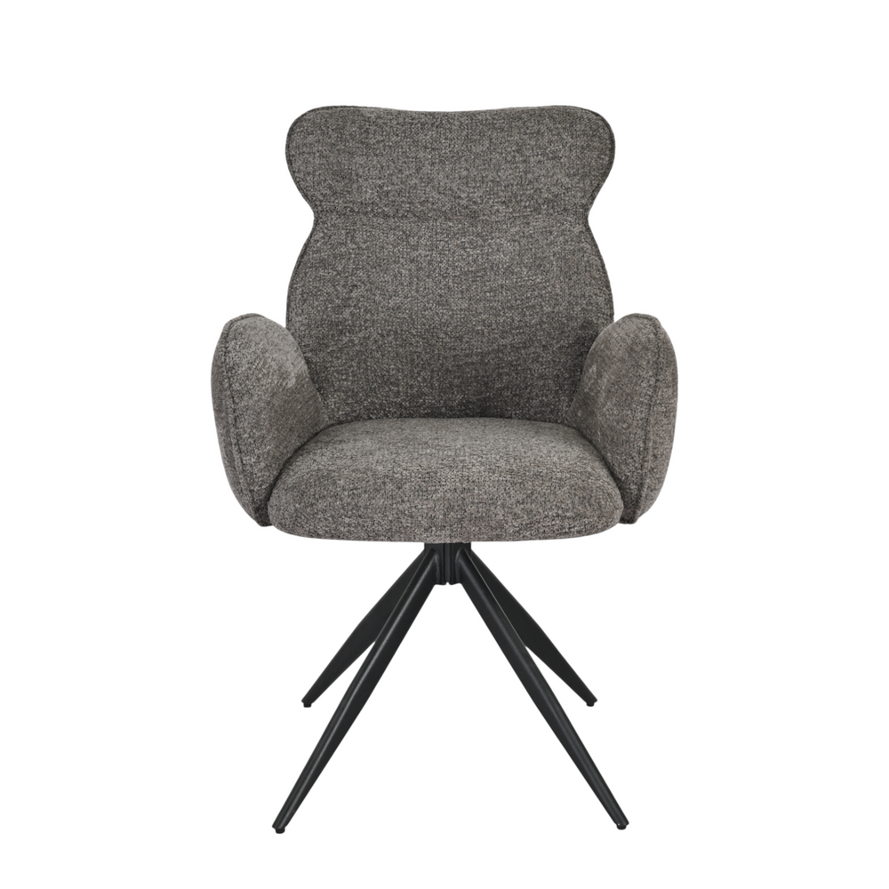 Chaise repas pivotante auto-return chenillé gris