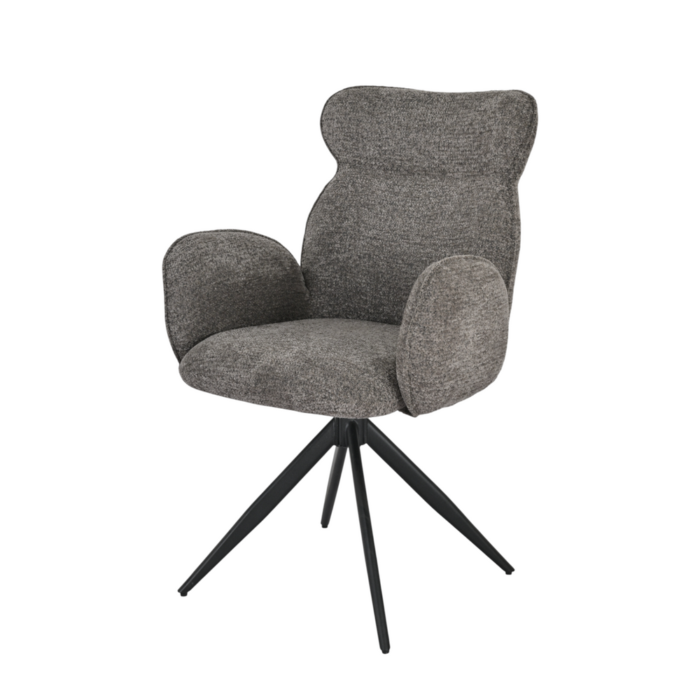 Chaise repas pivotante auto-return chenillé gris