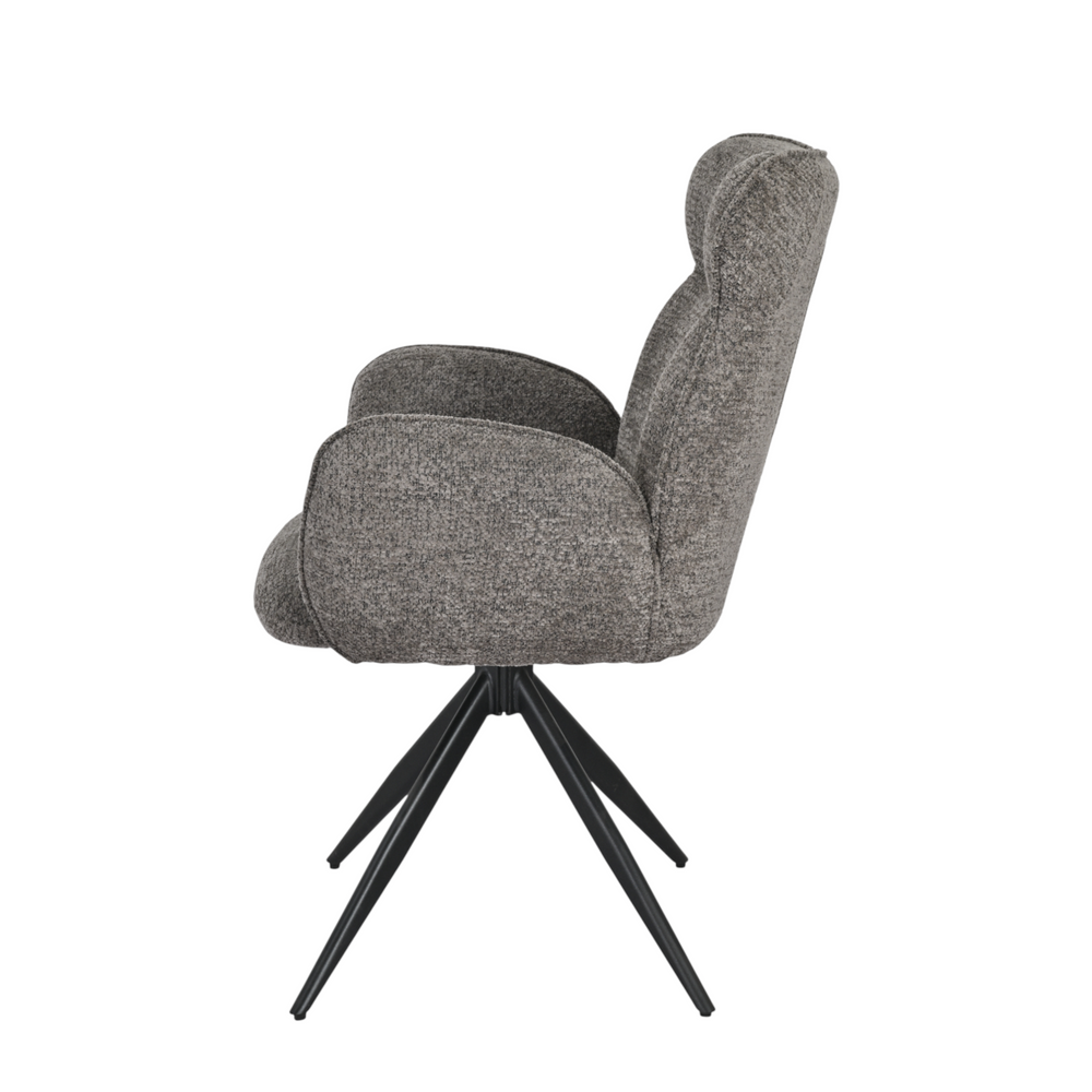 Chaise repas pivotante auto-return chenillé gris