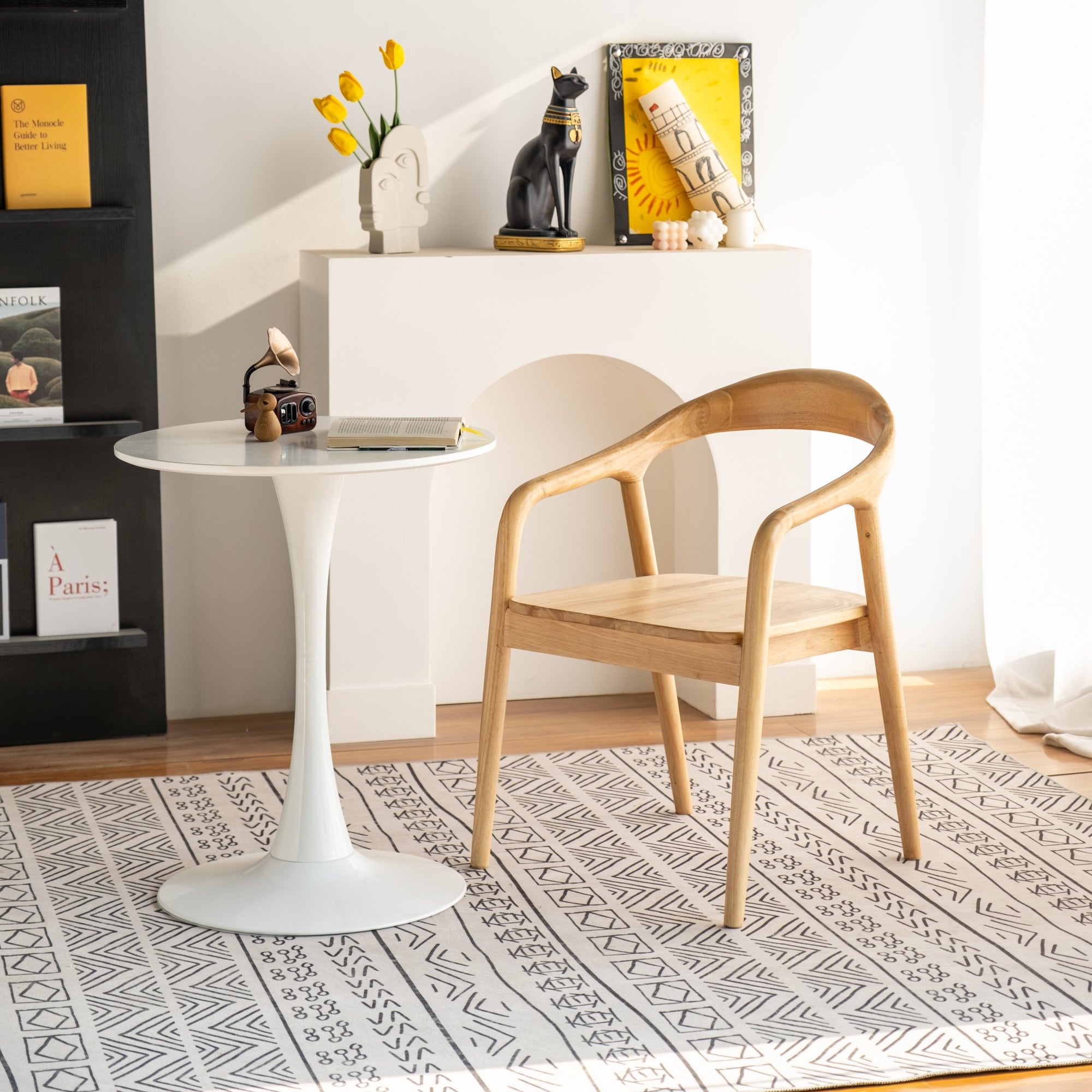 Chaise repas avec accoudoirs en frêne naturel OLGA