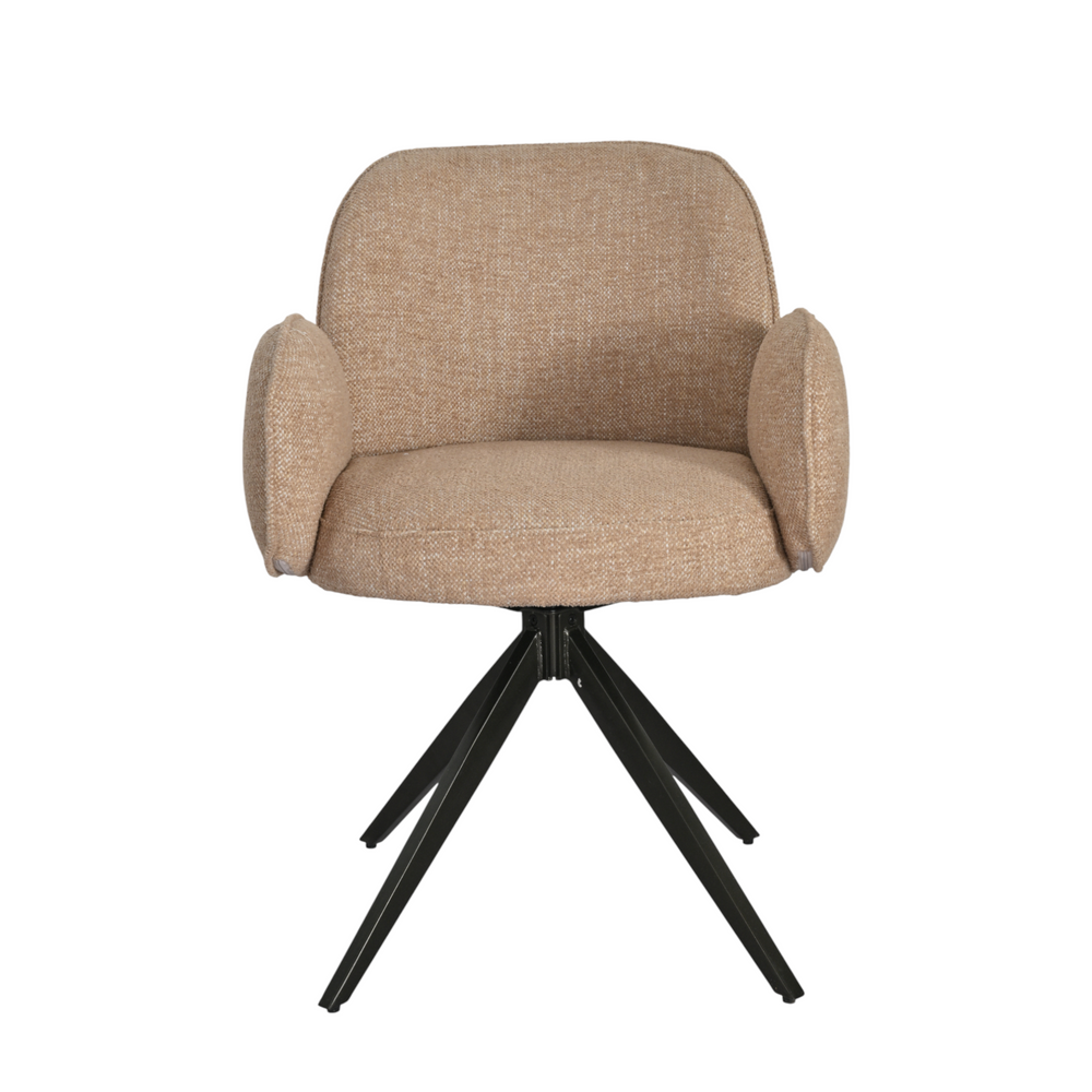 Chaise repas accoudoir tissu camel