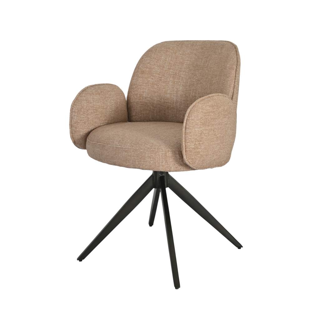 Chaise repas accoudoir tissu camel