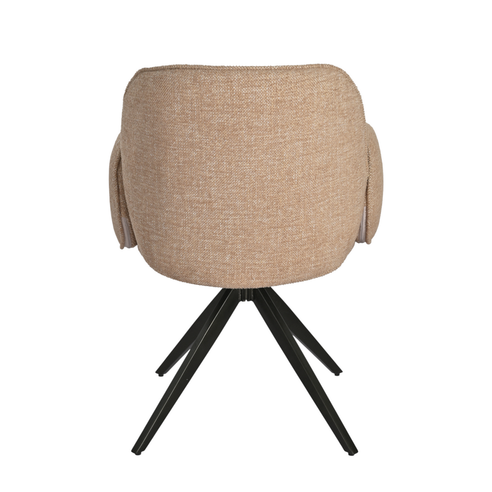Chaise repas accoudoir tissu camel