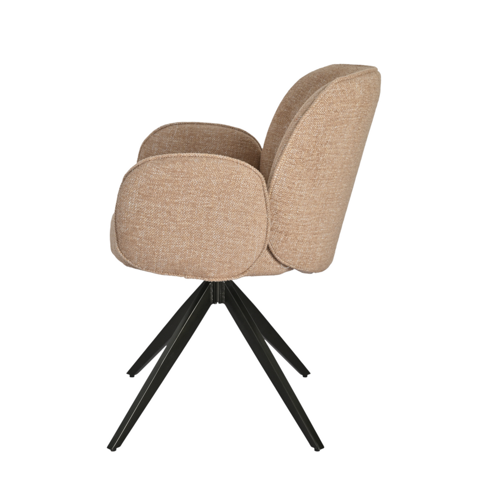 Chaise repas accoudoir tissu camel