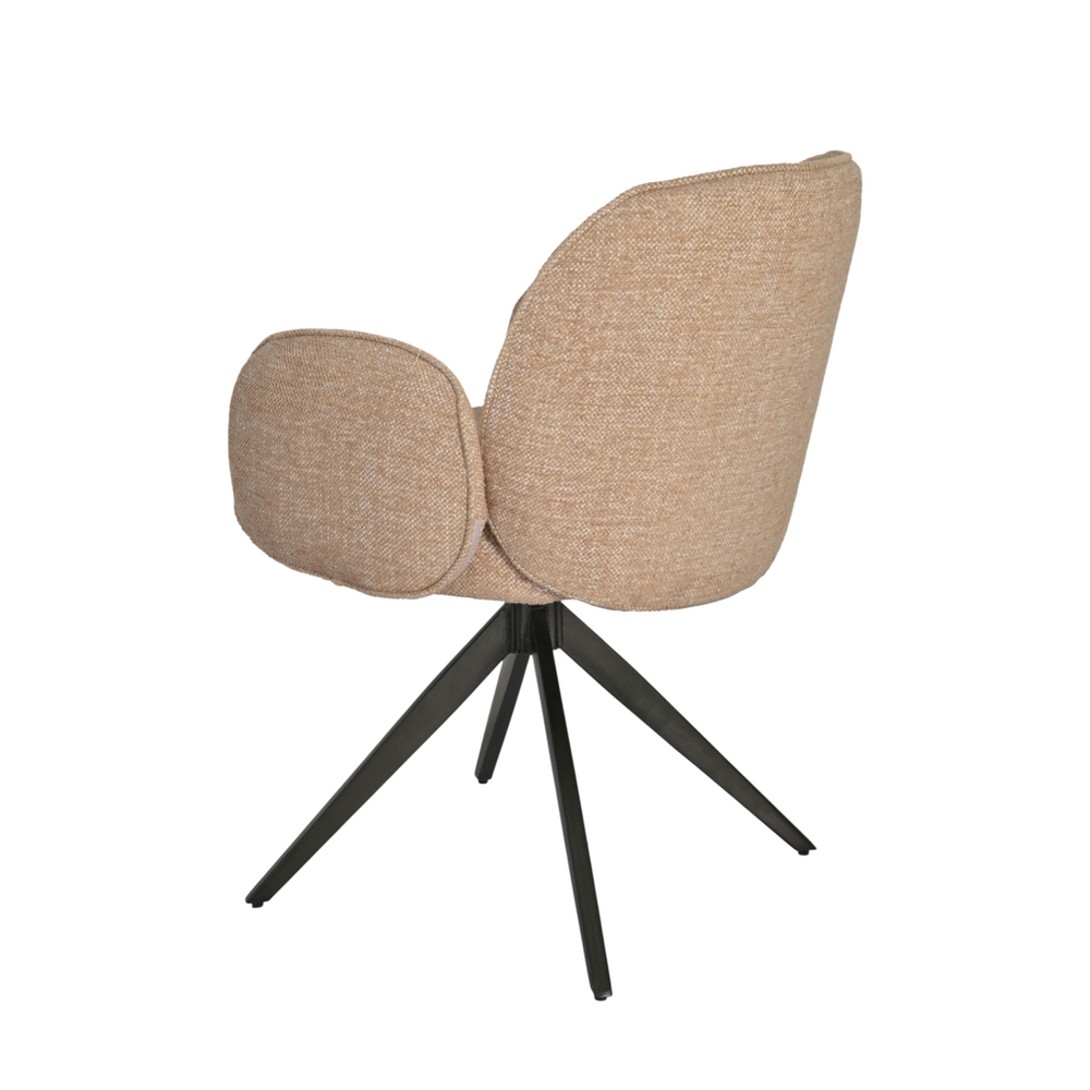 Chaise repas accoudoir tissu camel