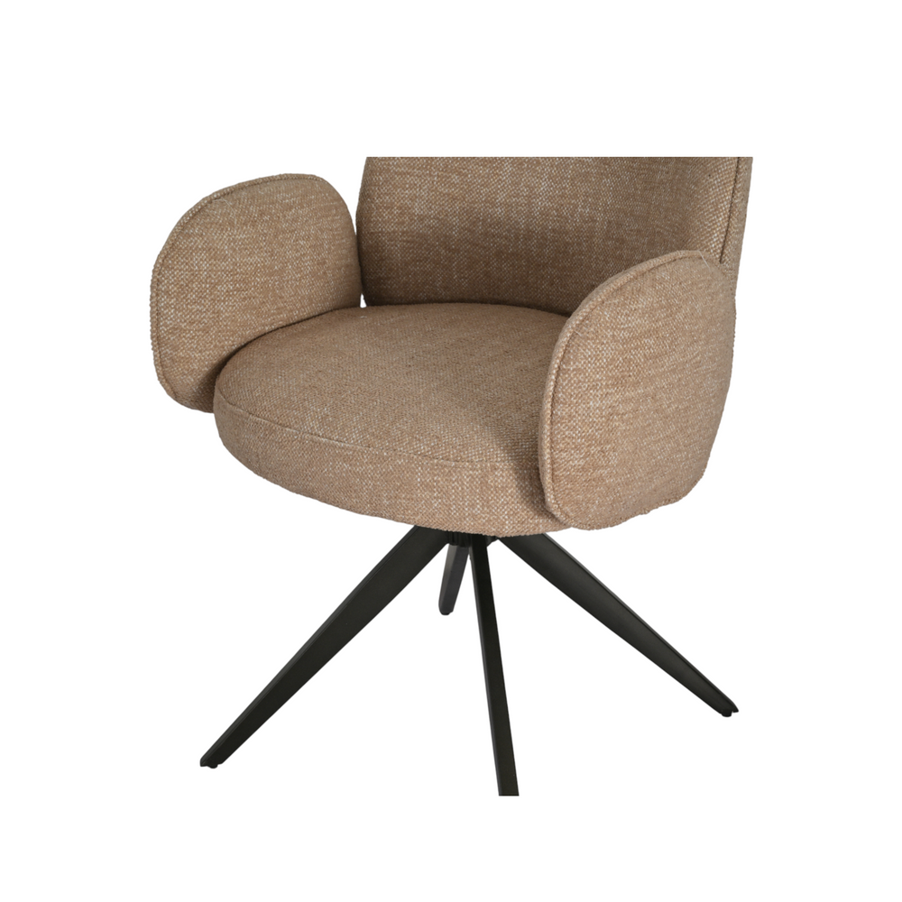 Chaise repas accoudoir tissu camel