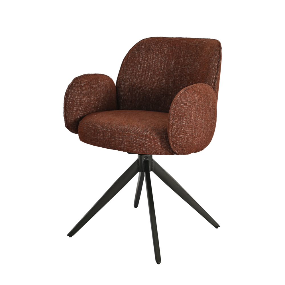 Chaise repas accoudoir tissu bordeaux