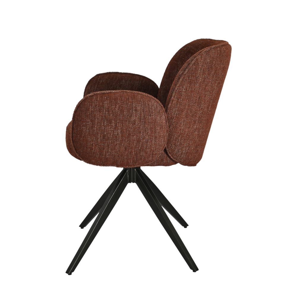 Chaise repas accoudoir tissu bordeaux