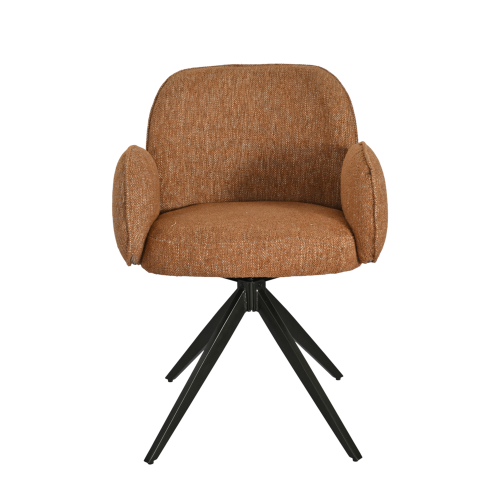 Chaise repas accoudoir tissu caramel