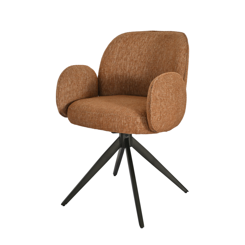 Chaise repas accoudoir tissu caramel