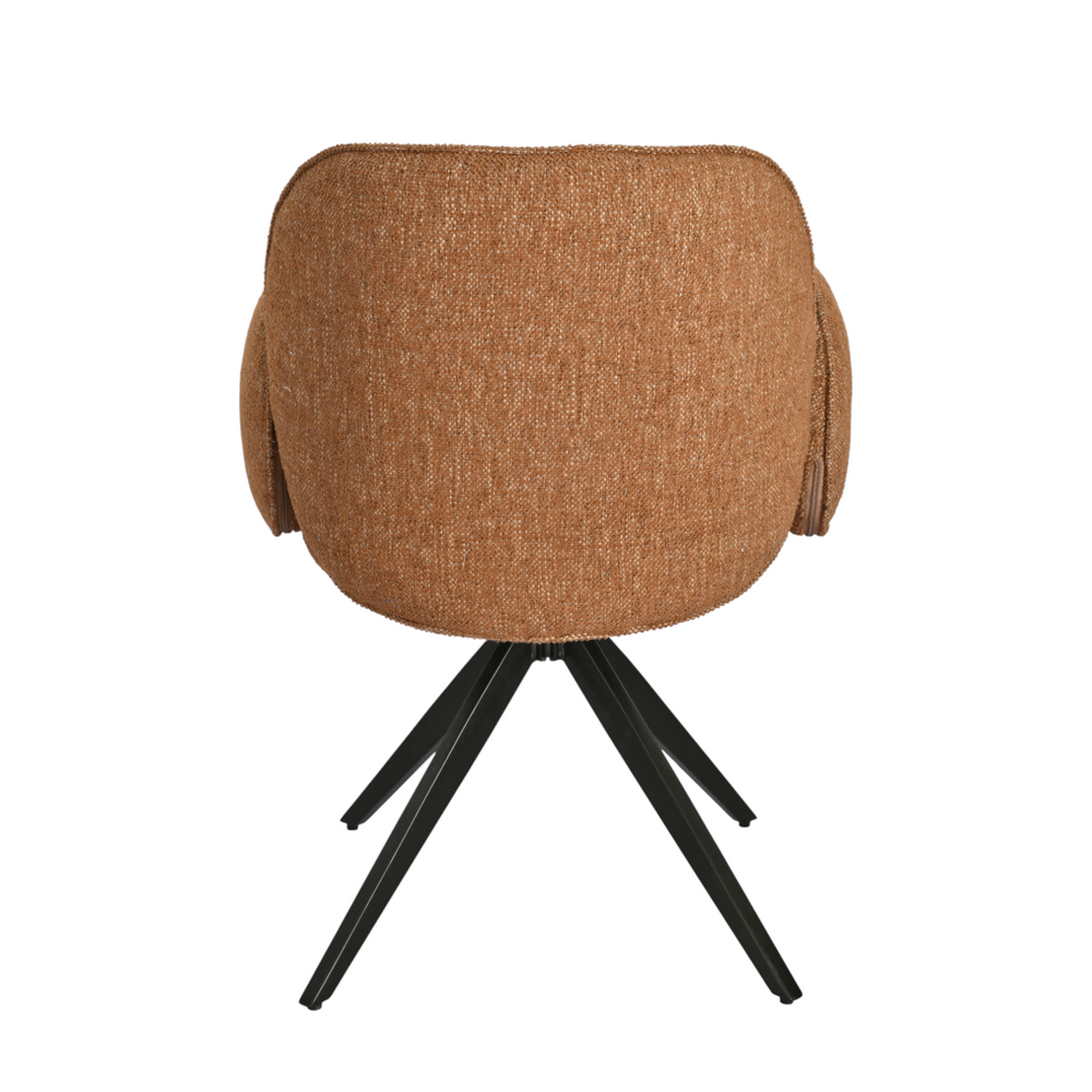 Chaise repas accoudoir tissu caramel