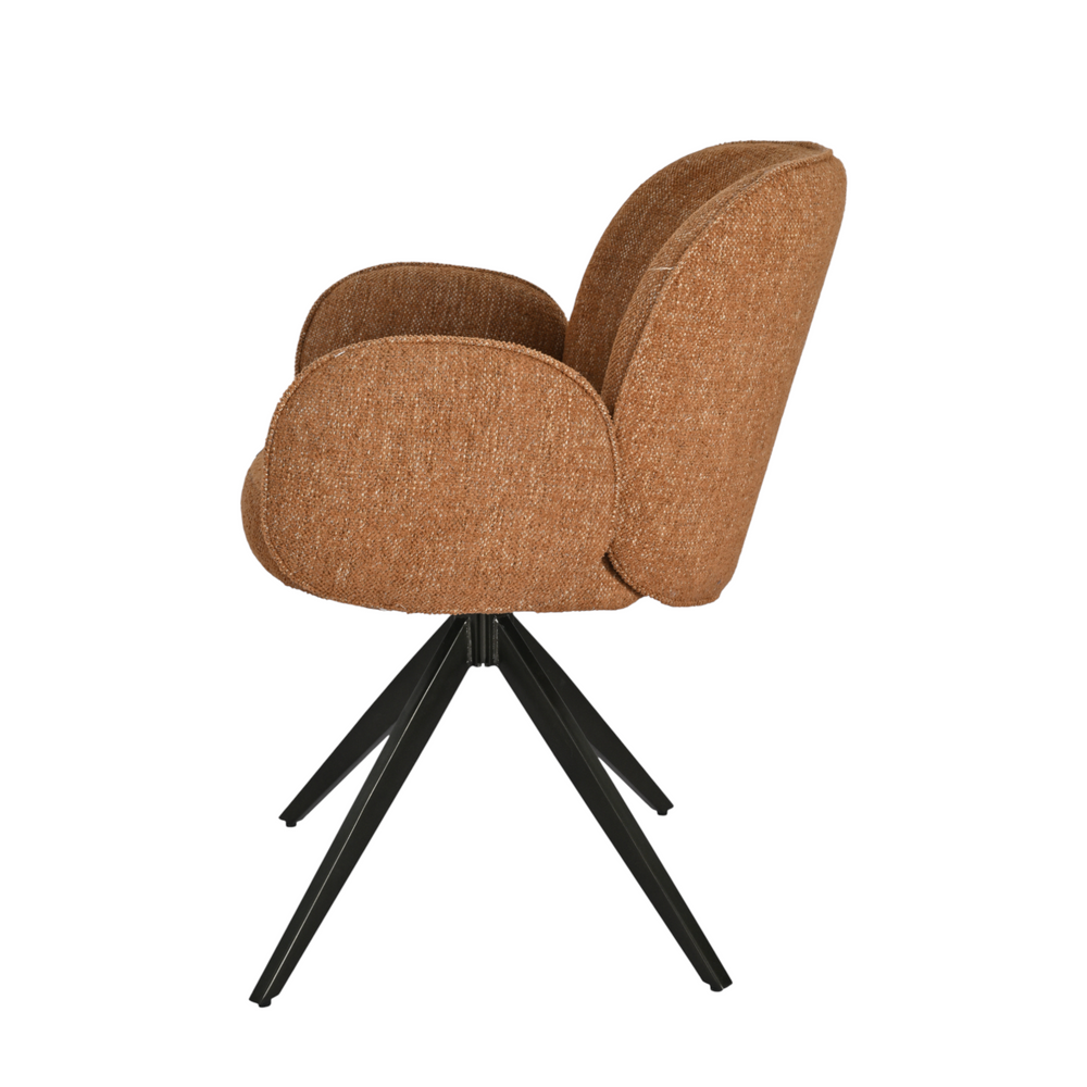 Chaise repas accoudoir tissu caramel