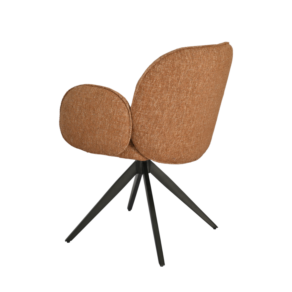 Chaise repas accoudoir tissu caramel
