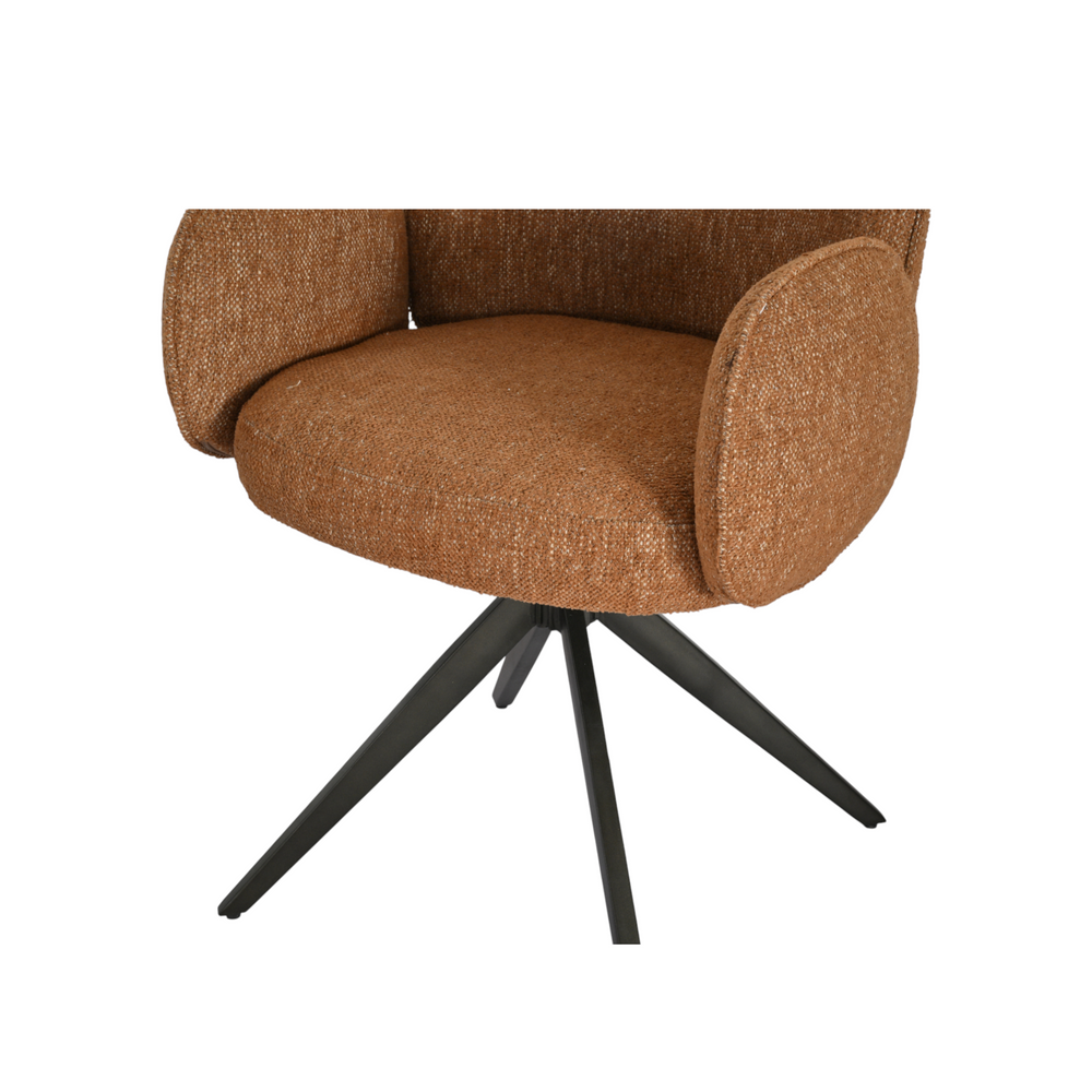 Chaise repas accoudoir tissu caramel