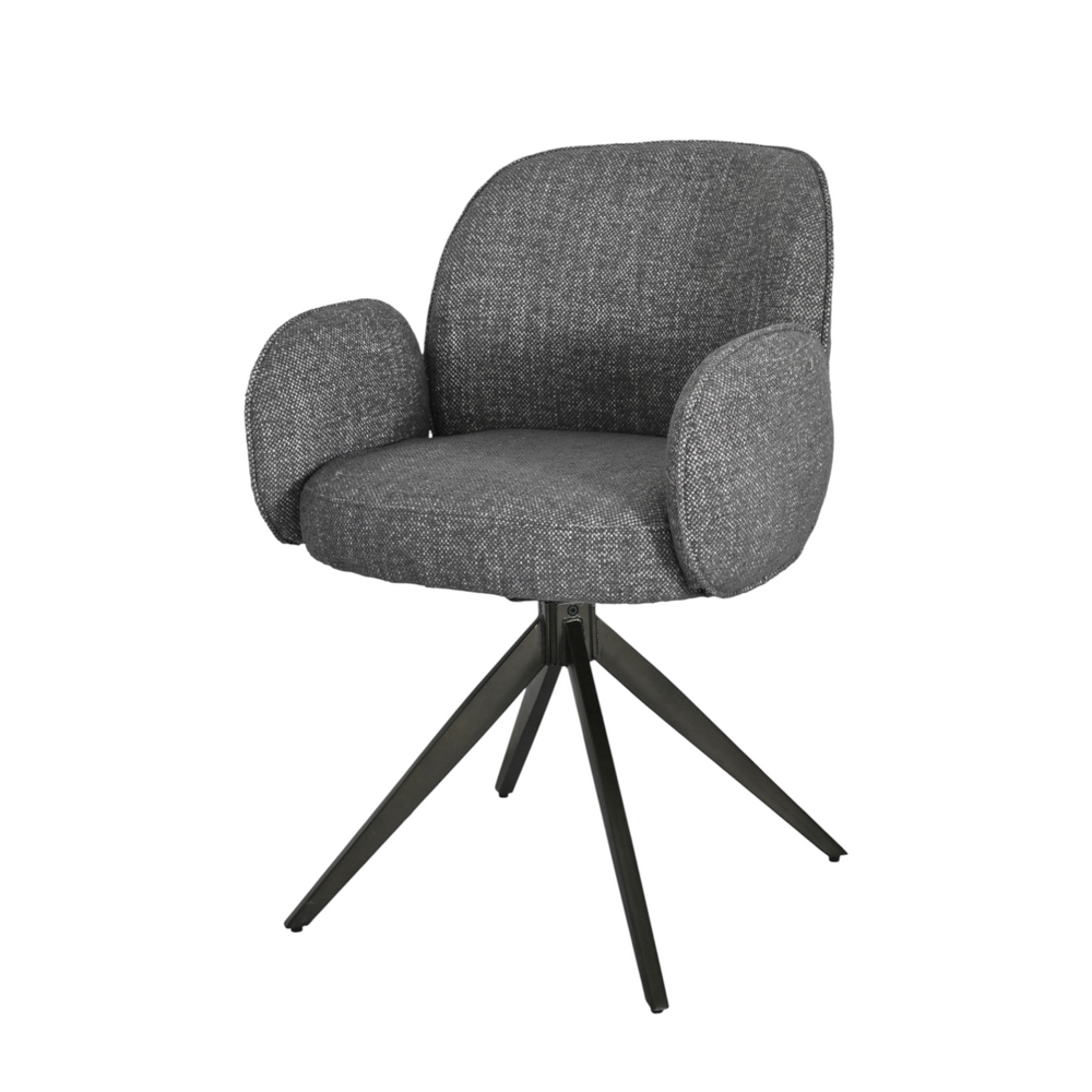 Chaise repas accoudoir tissu gris