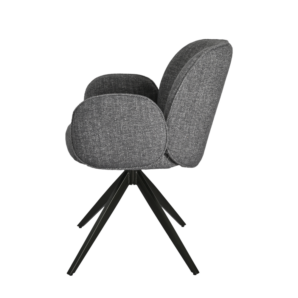 Chaise repas accoudoir tissu gris