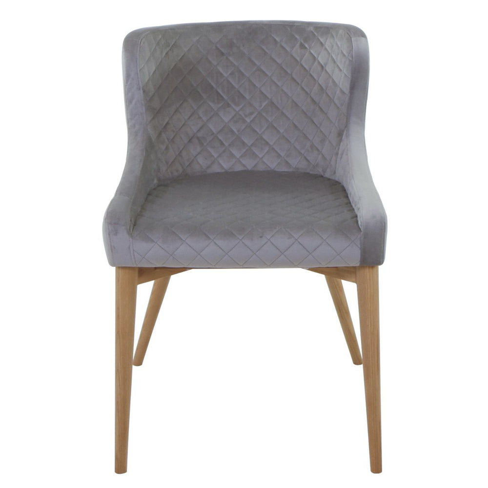Chaise accoudoirs gris clair velours PARIS